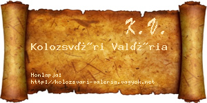 Kolozsvári Valéria névjegykártya
