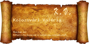 Kolozsvári Valéria névjegykártya